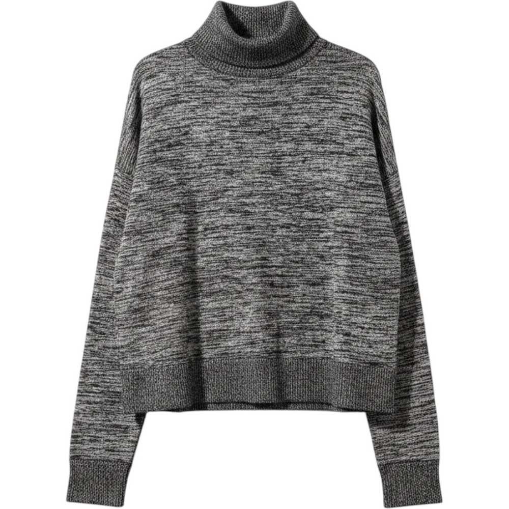 Rag & Bone Mock Neck Sweater XXS Black Space Dye Marl Knit Relaxed Minimalist